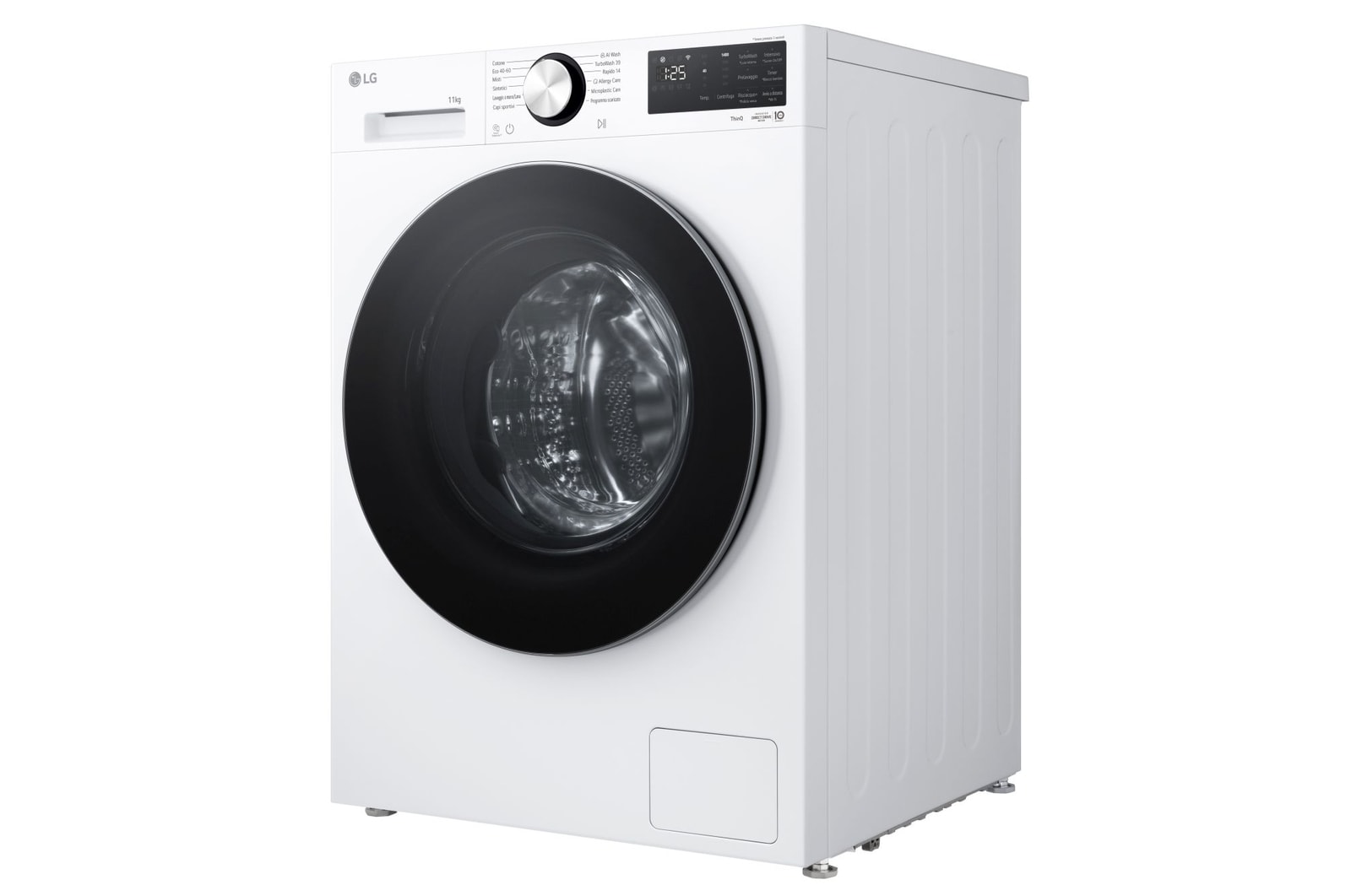 Immagine con vista in diagonale della lavatrice LG F4NX5011TLC